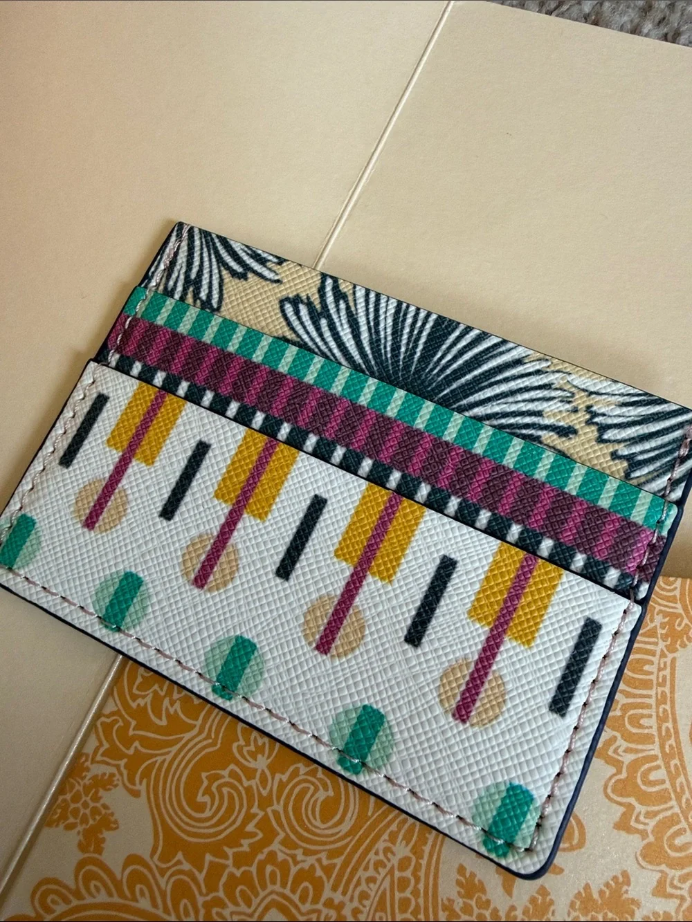Free People Multicolor Patterned Card Holder - Teal, Purple, Yellow